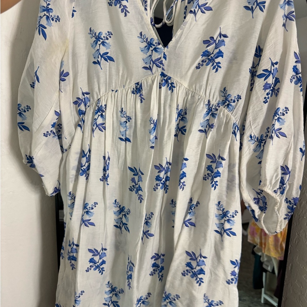 H&M Blue and White Floral Dress